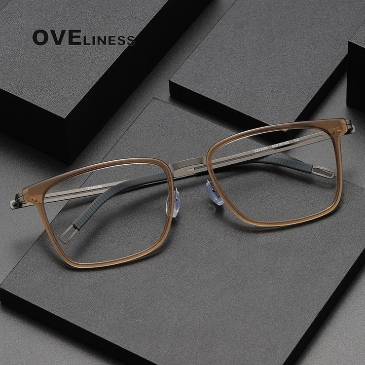 Oveliness Unisex Full Rim Square Screwless Titanium Eyeglasses 8202305 Full Rim Oveliness
