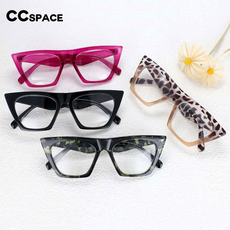 CCspace Women's Full Rim Oversized Square Cat Eye Resin Frame Eyeglasses 54133 Full Rim CCspace