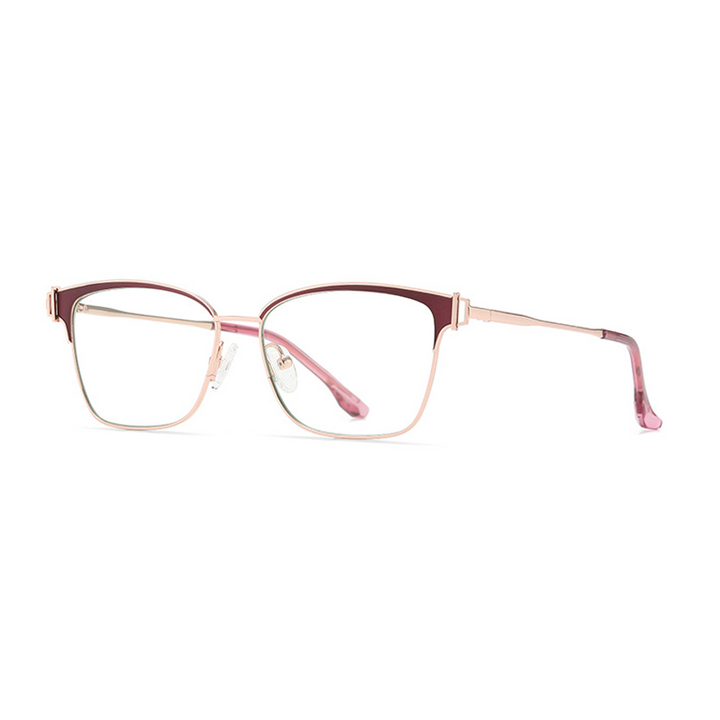 Ralferty Women's Full Rim Square Acetate Alloy Eyeglasses D8612 Full Rim Ralferty China Gold Purple
