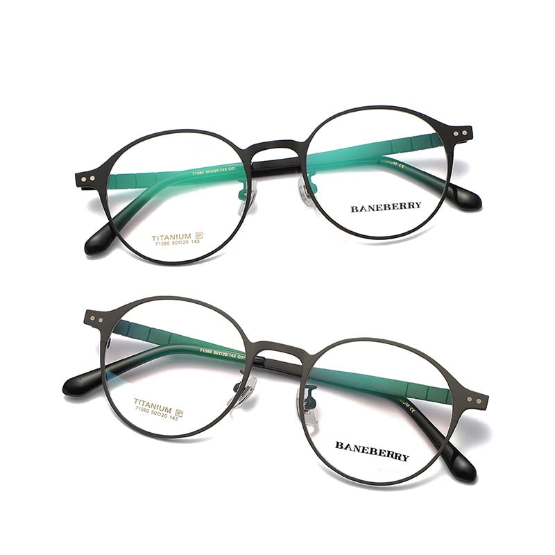 Reven Jate Unisex Full Rim Round Titanium Frame Eyeglasses 71080 Full Rim Reven Jate