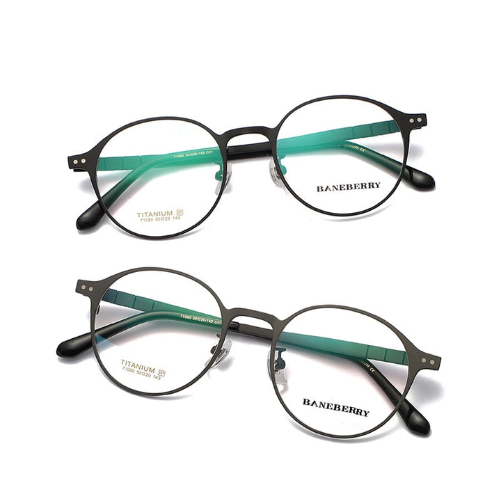 Reven Jate Unisex Full Rim Round Titanium Frame Eyeglasses 71080 Full Rim Reven Jate