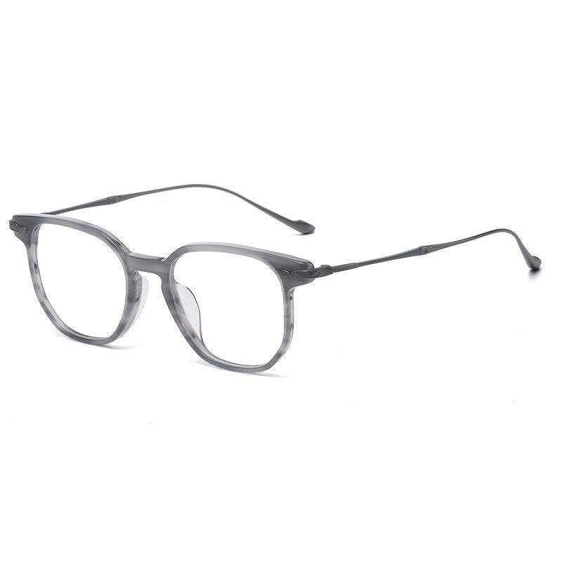 Gatenac Unisex Full Rim Irregular Square Acetate Titanium Eyeglasses Gxyj992 Full Rim Gatenac Gray