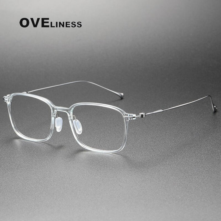 Oveliness Unisex Full Rim Square Acetate Titanium Eyeglasses 8644 Full Rim Oveliness transparent