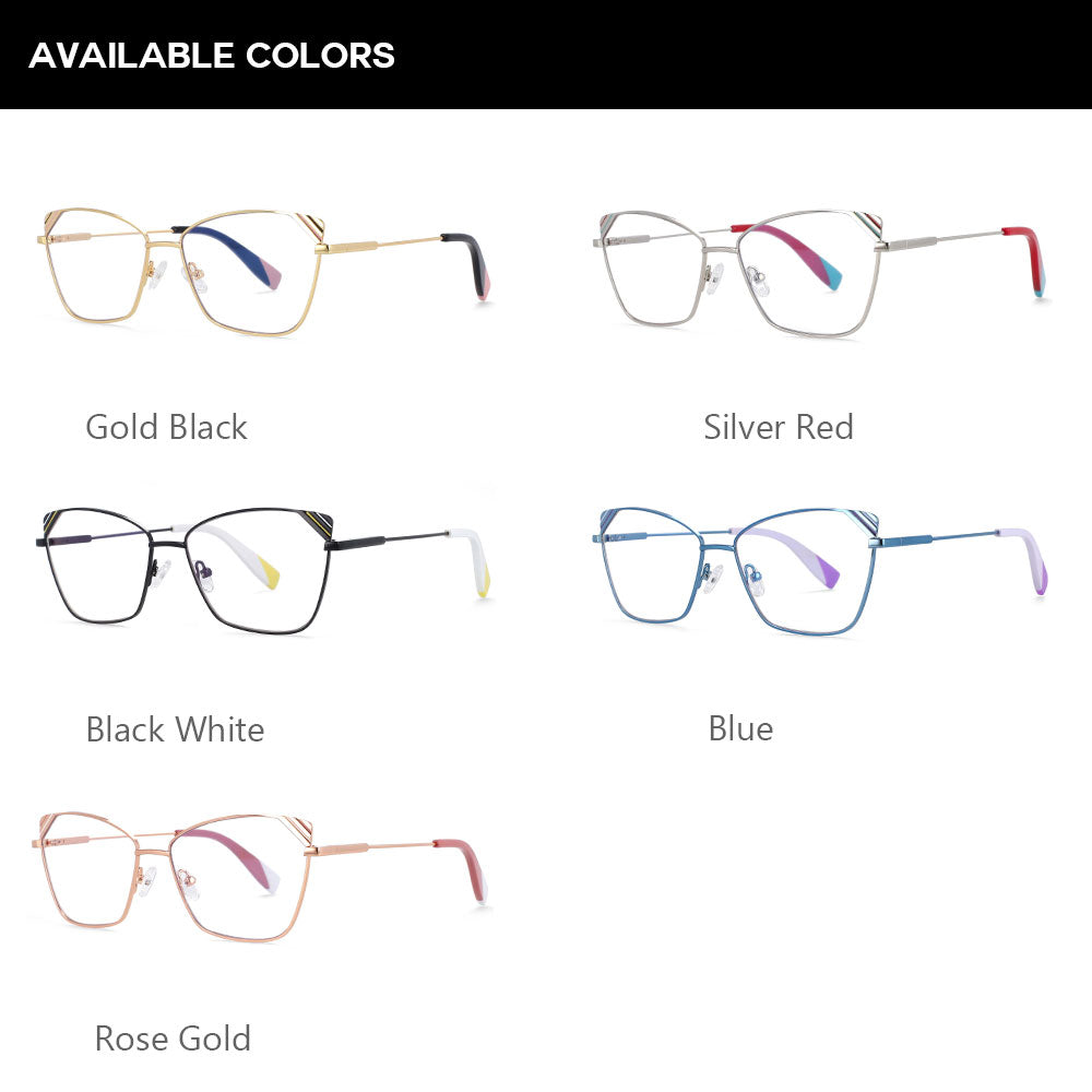 CCspace Women's Full Rim Square Cat Eye Alloy Frame Eyeglasses 54125 Full Rim CCspace