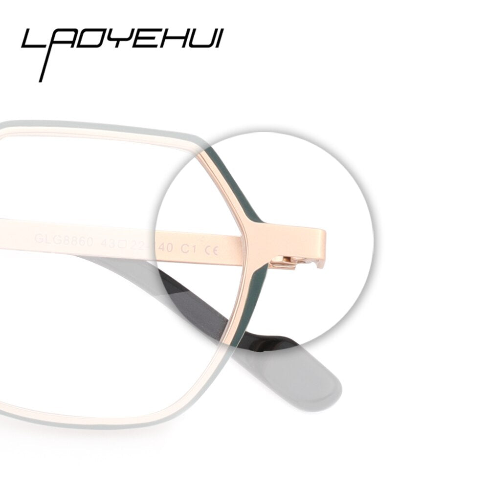 Laoyehui Unisex Full Rim Polygon Round Alloy Myopic Reading Glasses Glg8860c Reading Glasses Laoyehui