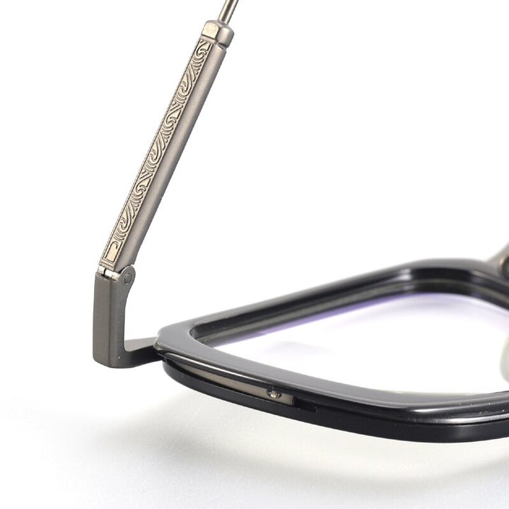 Muzz Unisex Full Rim Square Acetate Titanium Eyeglasses R1ki Full Rim Muzz