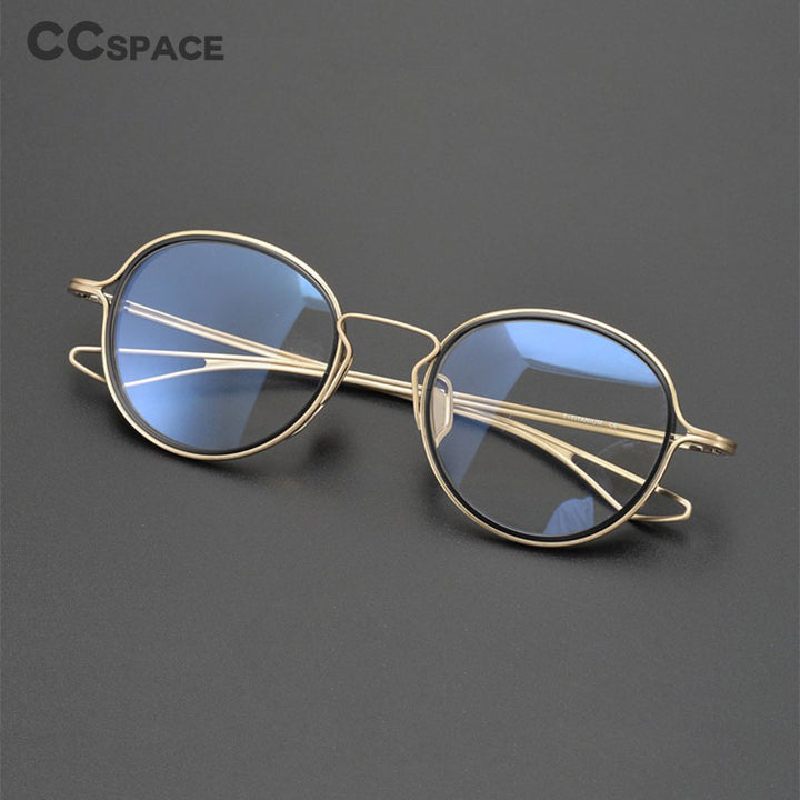 CCspace Unisex Full Rim Round Handcrafted Frame Eyeglasses 54619 Full Rim CCspace