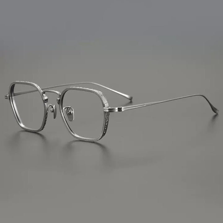 Gatenac Unisex Full Rim Polygon Square Titanium Eyeglasses Gxyj889 Full Rim Gatenac Silver