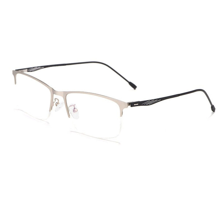 Reven Jate Unisex Semi Rim Square Alloy Eyeglasses P8836 Semi Rim Reven Jate silver