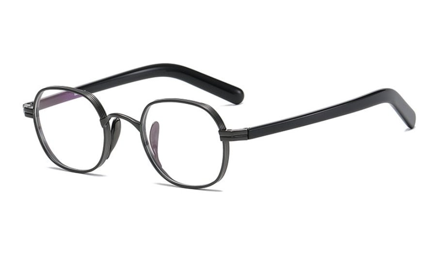 CCspace Unisex Full Rim Irregular Round Acetate Titanium Eyeglasses 53314 Full Rim CCspace