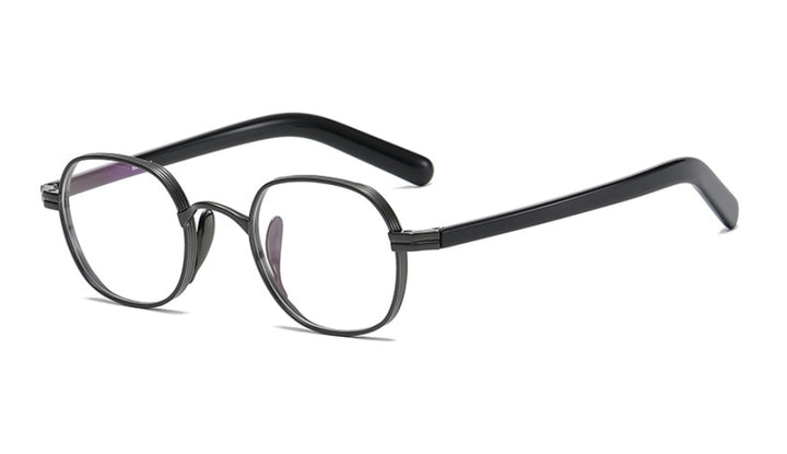CCspace Unisex Full Rim Irregular Round Acetate Titanium Eyeglasses 53314 Full Rim CCspace