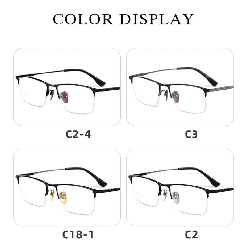 Hotochki Men's Semi Rim Square Tr 90 Titanium Frame Eyeglasses Bv6010 Semi Rim Hotochki