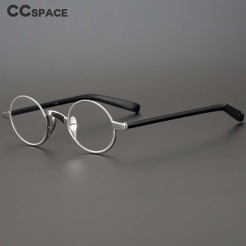 CCspace Unisex Semi Rim Round Acetate Titanium Eyeglasses 53703 Semi Rim CCspace