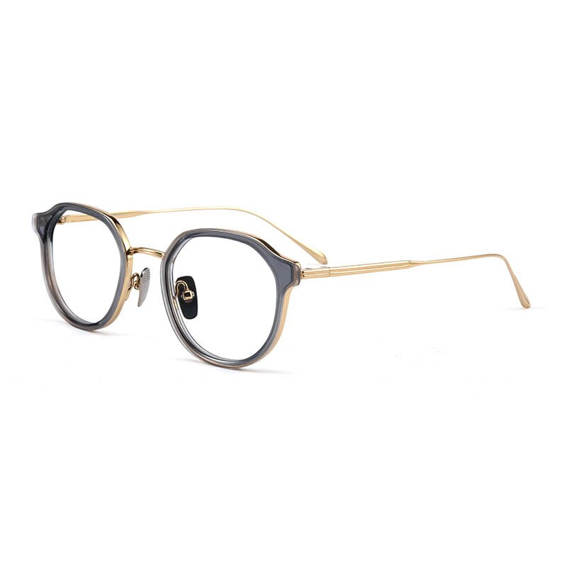 CCspace Unisex Full Rim Square Cat Eye Acetate Titanium Eyeglasses 55740 Full Rim CCspace GrayGold China