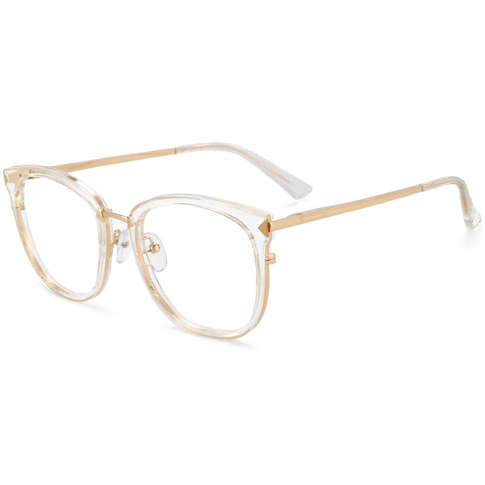 CCspace Women's Full Rim Square Round Tr 90 Titanium Frame Eyeglasses 54156 Full Rim CCspace Clear