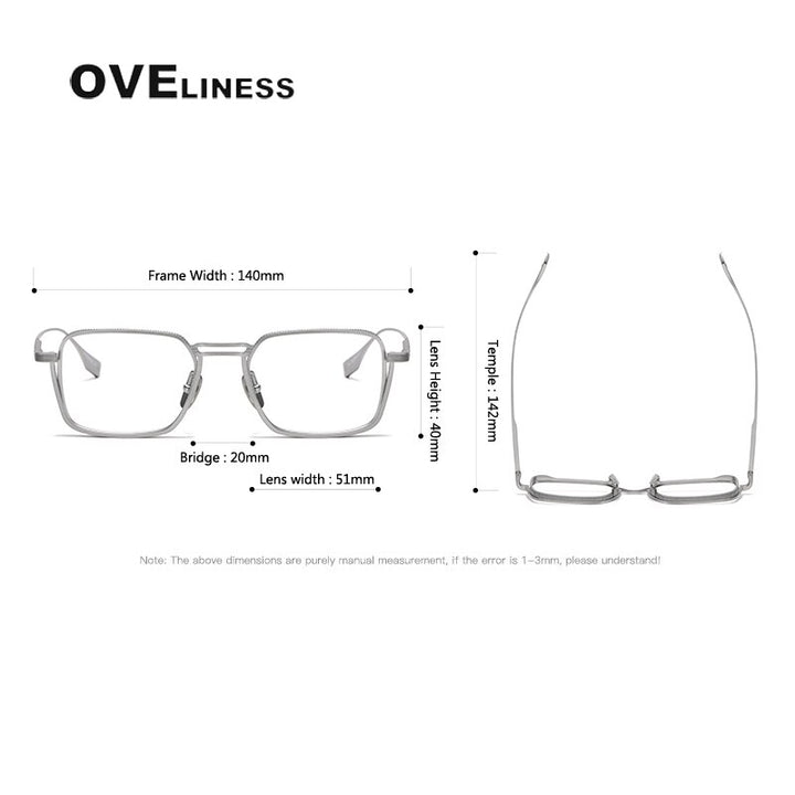 Oveliness Unisex Full Rim Square Double Bridge Titanium Eyeglasses Dlx125 Full Rim Oveliness