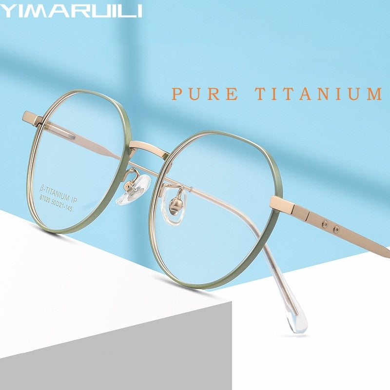 Yimaruili Unisex Full Rim Polygonal Titanium Eyeglasses Bt020t Full Rim Yimaruili Eyeglasses