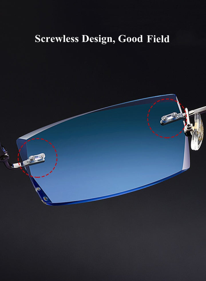 Chashma Ottica Men's Rimless Square Titanium Eyeglasses Tinted Lenses 9083 Rimless Chashma Ottica