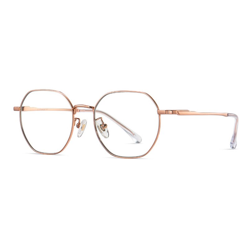 Hotony Women's Full Rim Polygonal Titanium Eyeglasses St6210 Full Rim Hotony gold