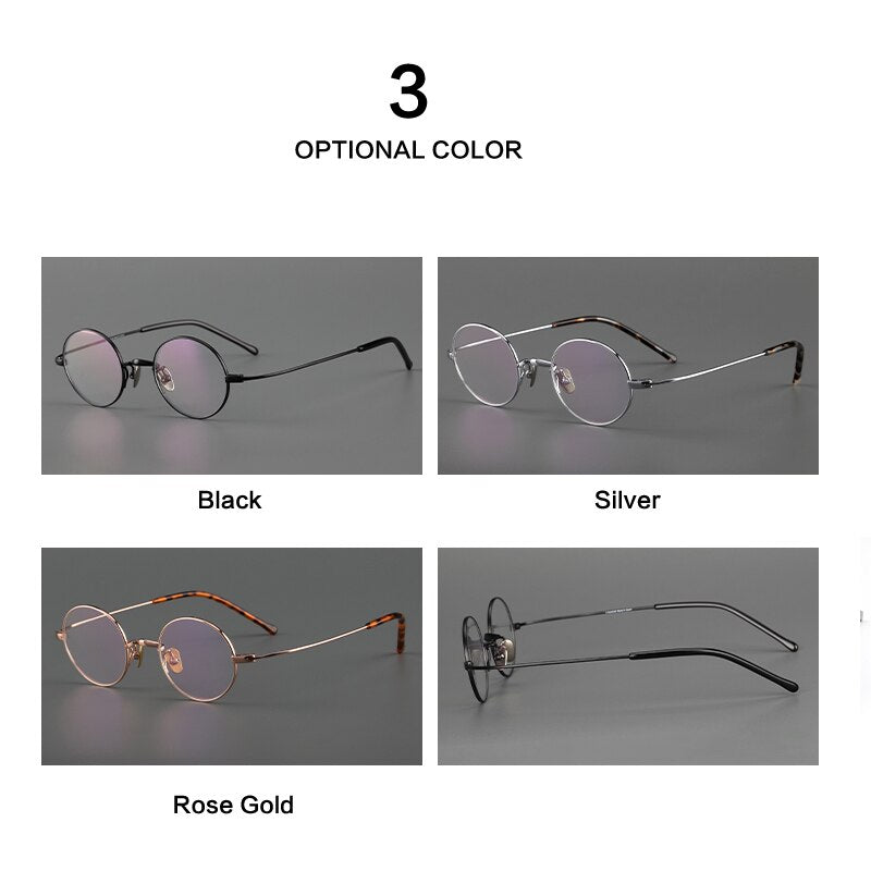 Muzz Unisex Full Rim Small Round Titanium Eyeglasses 103-503 Full Rim Muzz