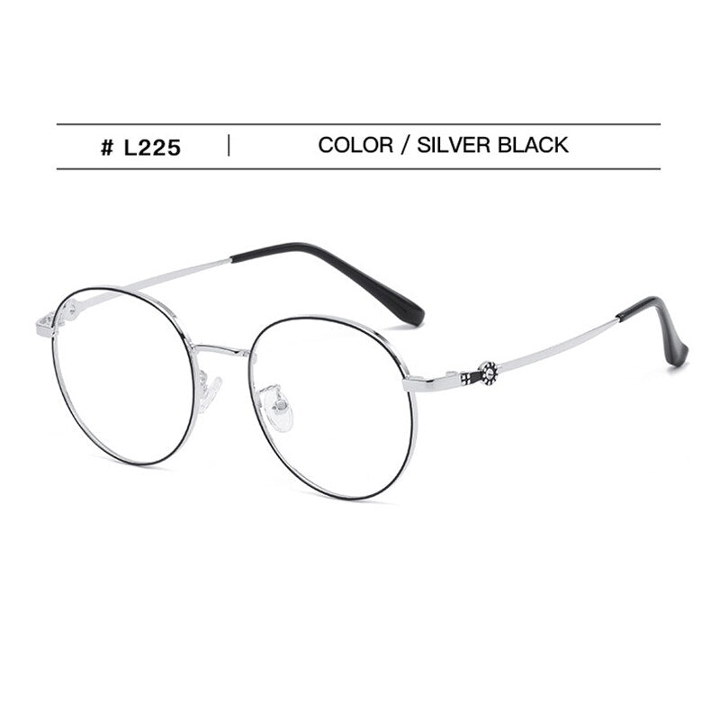Hotochki Unisex Full Rim Round Stainless Steel Alloy Eyeglasses L225 Full Rim Hotochki silverblack