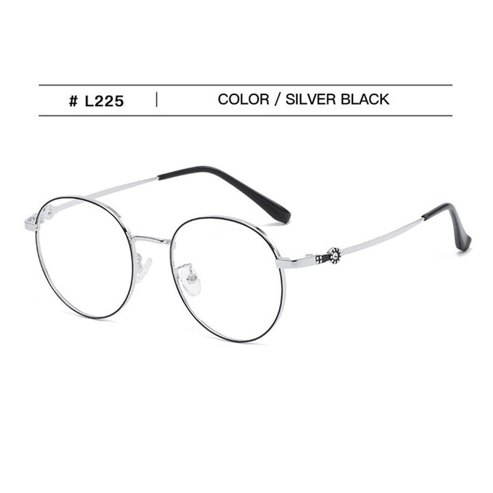 Hotochki Unisex Full Rim Round Stainless Steel Alloy Eyeglasses L225 Full Rim Hotochki silverblack  