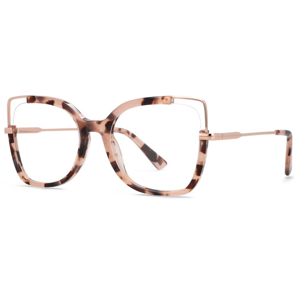 CCspace Women's Full Rim Square Acetate Alloy Eyeglasses 55328 Full Rim CCspace C4TeaLeopard China