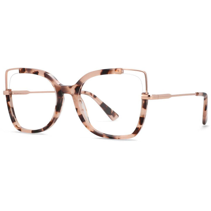 CCspace Women's Full Rim Square Acetate Alloy Eyeglasses 55328 Full Rim CCspace C4TeaLeopard China