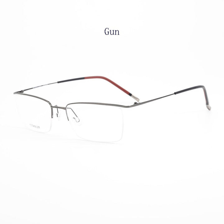 Hdcrafter Men's Semi Rim Square Titanium Eyeglasses 5502 Semi Rim Hdcrafter Eyeglasses Gun