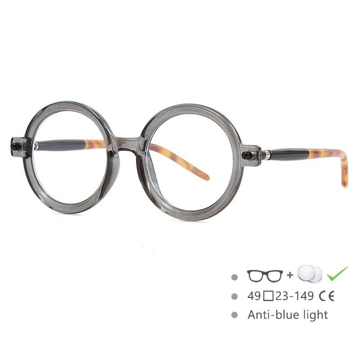 CCspace Unisex Full Rim Round Acetate Frame Eyeglasses 54567 Full Rim CCspace Gray China