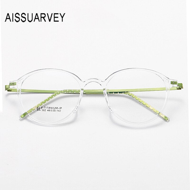 Aissuarvey Unisex Full Rim Small Round Tr 90 Alloy Frame Eyeglasses 302 Full Rim Aissuarvey Eyeglasses Transparent CN 