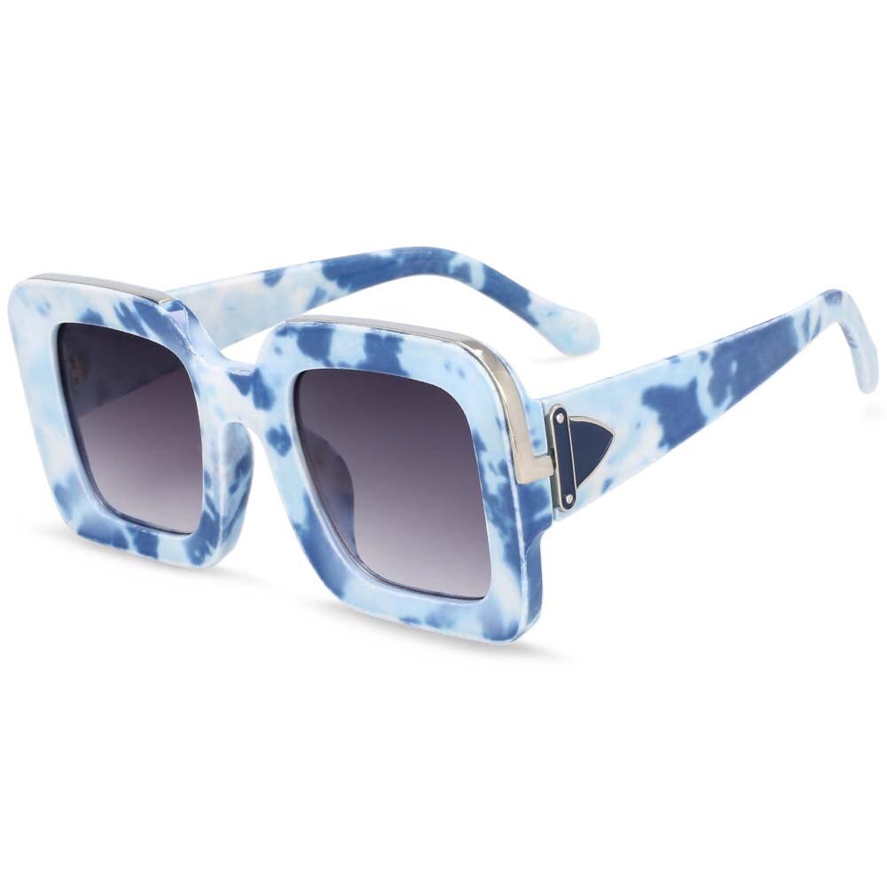 CCspace Unisex Full Rim Rectangle Resin Frame Sunglasses 54333 Sunglasses CCspace Sunglasses Blue gray China white