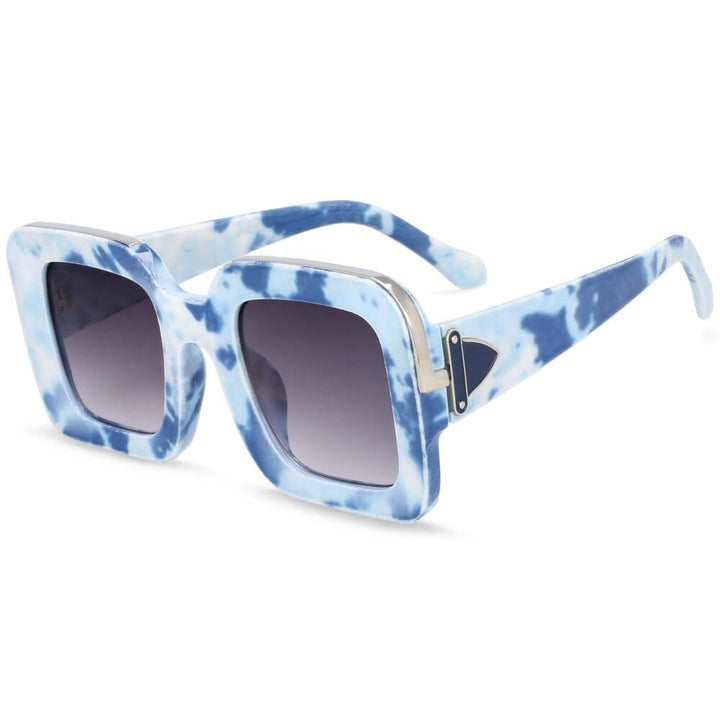 CCspace Unisex Full Rim Rectangle Resin Frame Sunglasses 54333 Sunglasses CCspace Sunglasses Blue gray China white