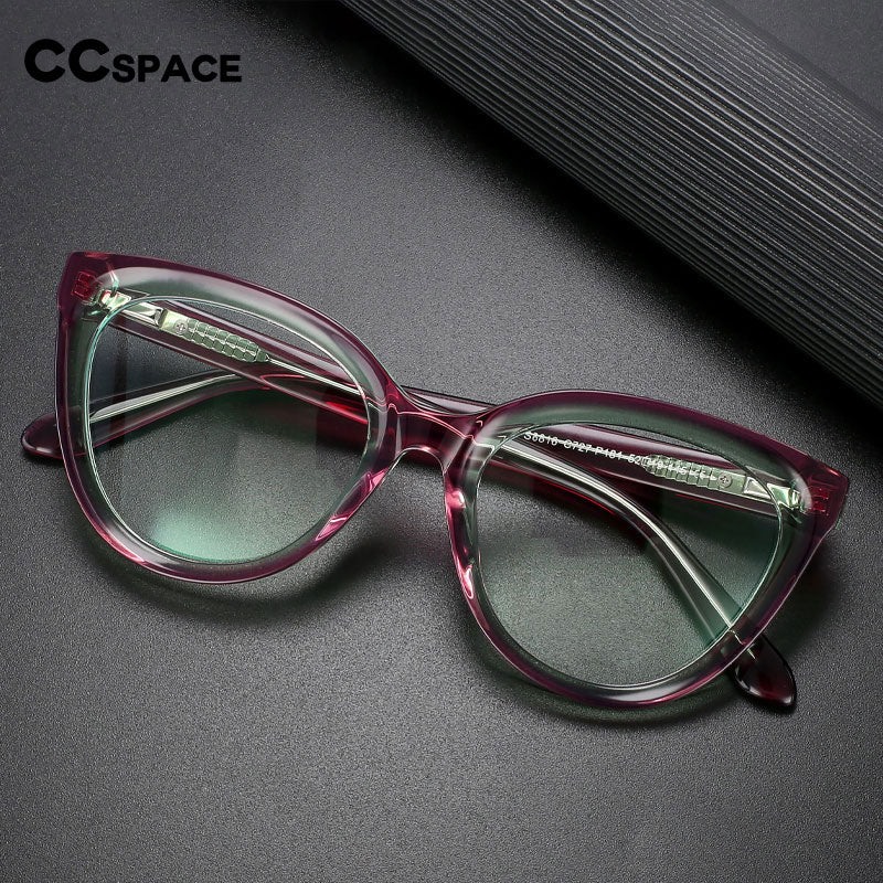 CCspace Unisex Full Rim Square Cat Eye Acetate Eyeglasses 56240 Full Rim CCspace