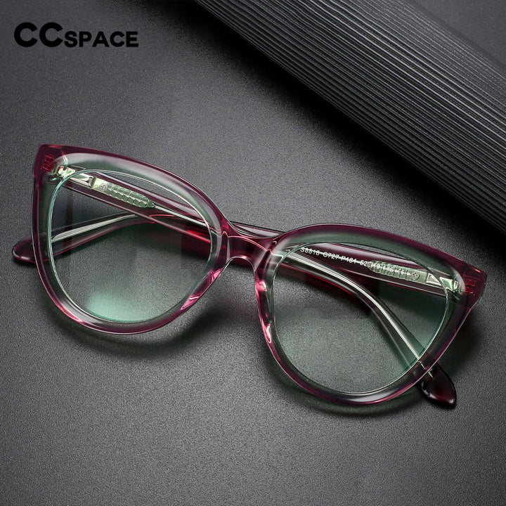 CCspace Unisex Full Rim Square Cat Eye Acetate Eyeglasses 56240 Full Rim CCspace