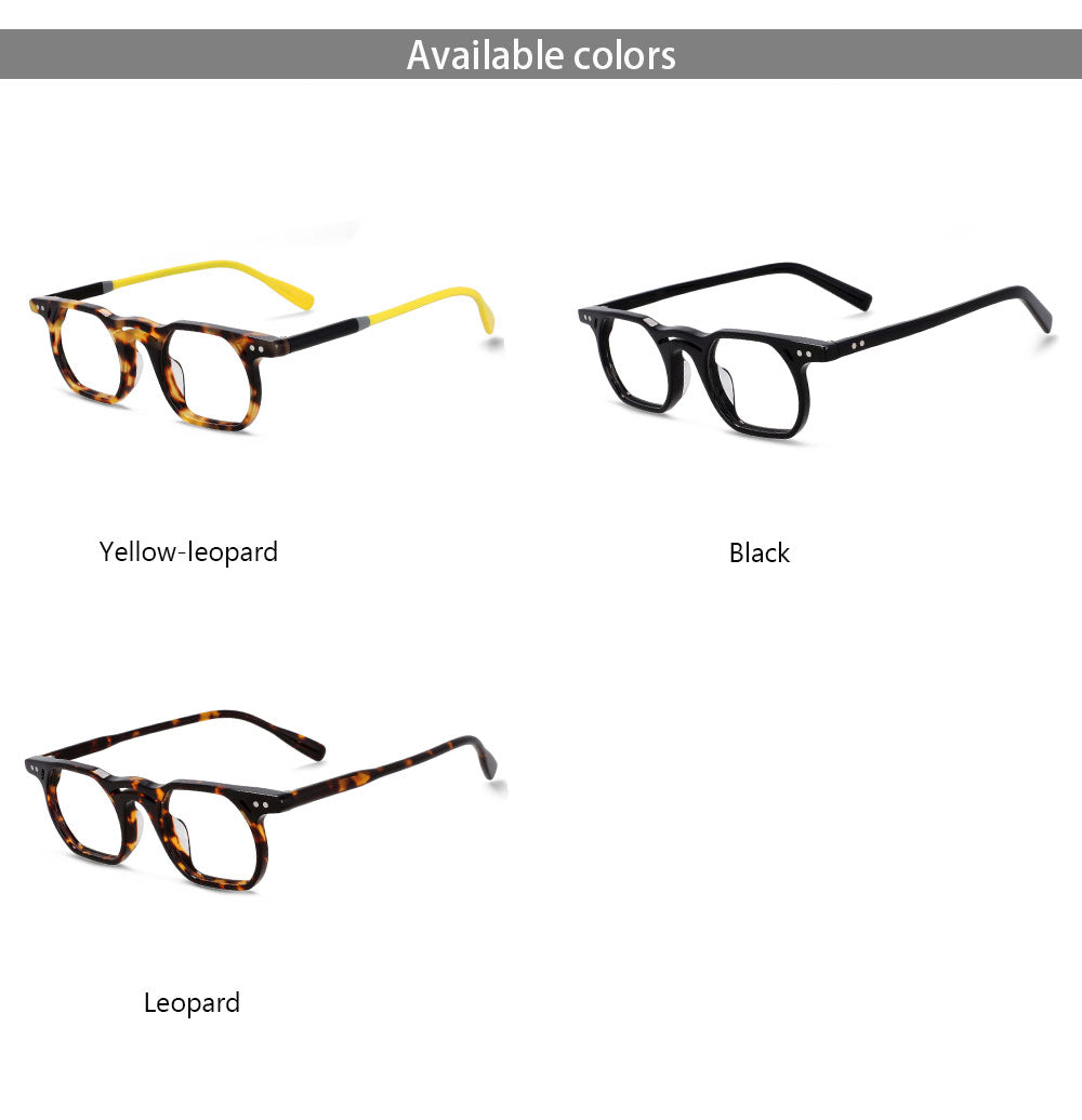 CCspace Unisex Full Rim Polygonal Round Acetate Double Bridge Frame Eyeglasses 54540 Full Rim CCspace