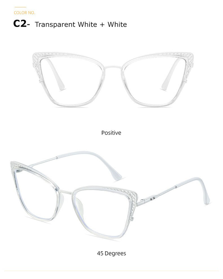 Chashma Women's Full Rim Cat Eye TR 90 Titanium Frame Eyeglasses 1525 Full Rim Chashma