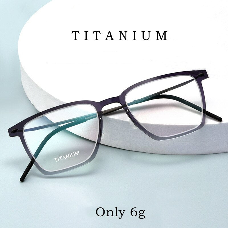 Yimaruili Unisex Full Rim Square Screwless Titanium Eyeglasses 6554nd Full Rim Yimaruili Eyeglasses