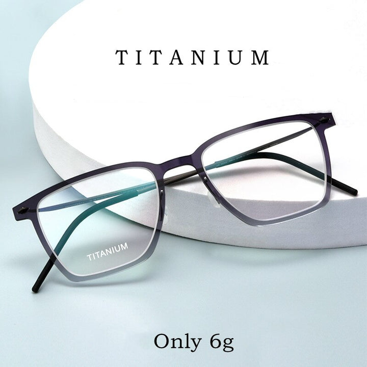 Yimaruili Unisex Full Rim Square Screwless Titanium Eyeglasses 6554nd Full Rim Yimaruili Eyeglasses