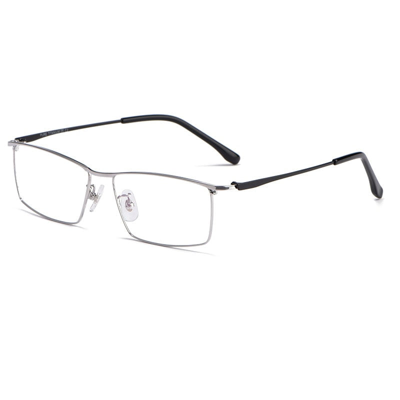 Hotochki Men's Full Rim Rectangle Titanium Alloy Frame Eyeglasses J85517 Full Rim Hotochki Silver