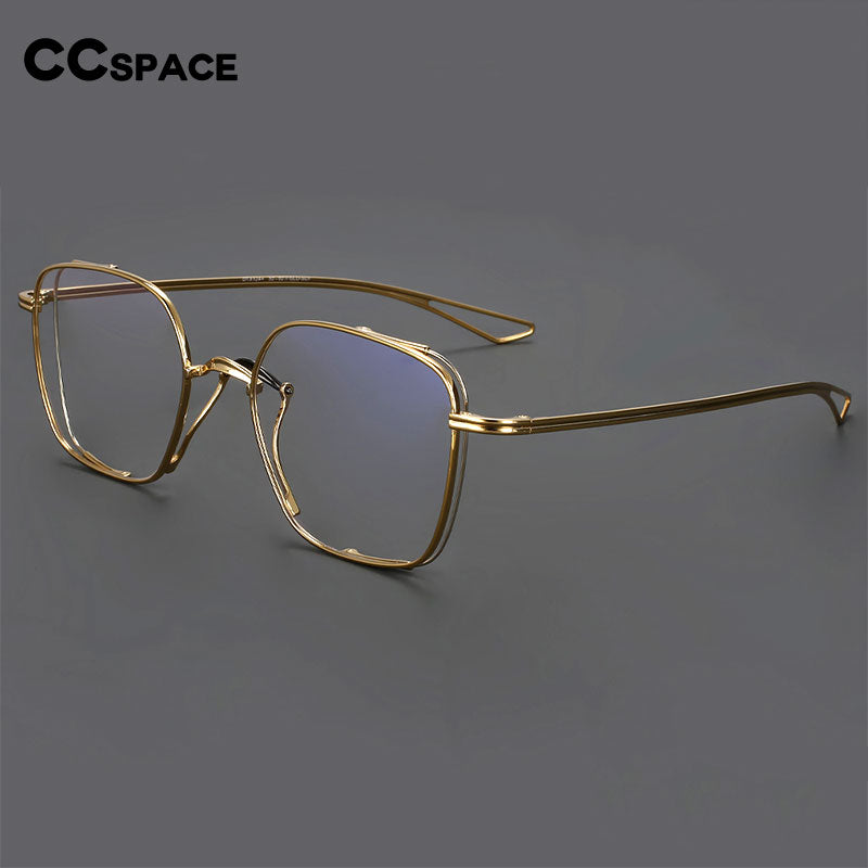 CCspace Unisex Full Rim Square Hand Crafted Titanium Eyeglasses 55921 Full Rim CCspace