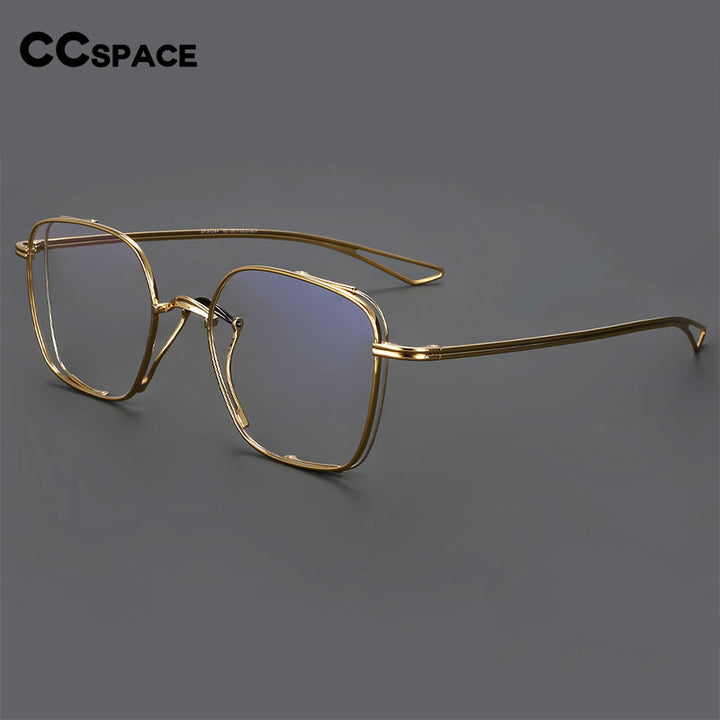 CCspace Unisex Full Rim Square Hand Crafted Titanium Eyeglasses 55921 Full Rim CCspace