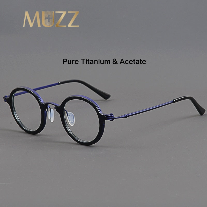 Muzz Unisex Full Rim Round Titanium Acetate Eyeglasses Rlt5988 Full Rim Muzz
