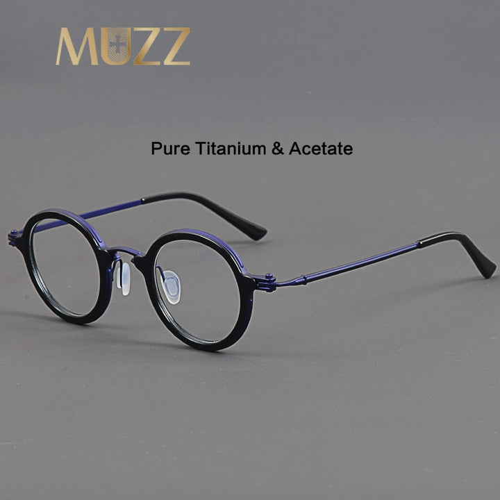 Muzz Unisex Full Rim Round Titanium Acetate Eyeglasses Rlt5988 Full Rim Muzz