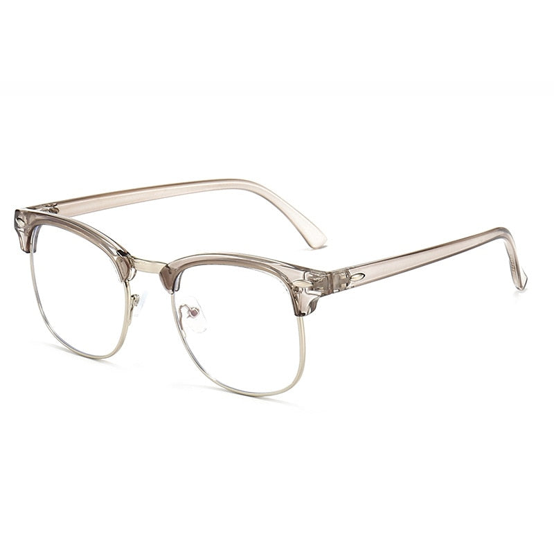 CCspace Unisex Full Rim Square Tr 90 Eyeglasses 54622 Full Rim CCspace China Clear-gray silver