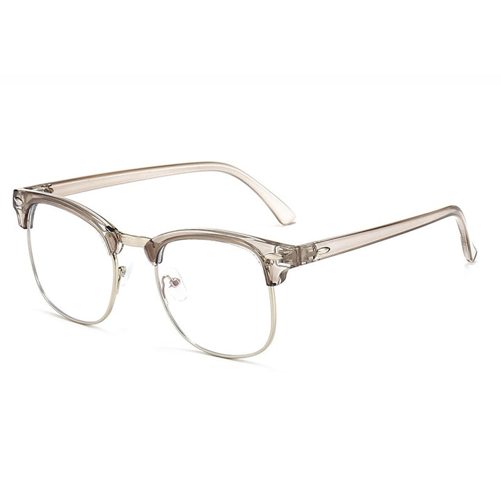 CCspace Unisex Full Rim Square Tr 90 Eyeglasses 54622 Full Rim CCspace China Clear-gray silver
