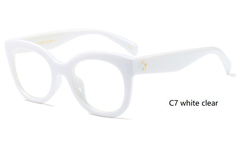CCspace Unisex Full Rim Square Cat Eye Resin Rivet Frame Eyeglasses 47105 Full Rim CCspace white