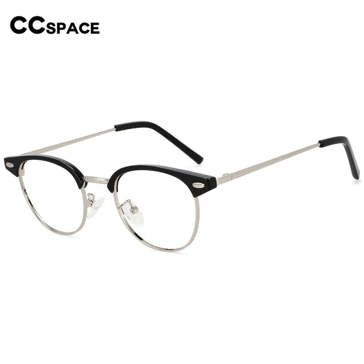 CCspace Unisex Full Rim Round Square Alloy Eyeglasses 55866 Full Rim CCspace