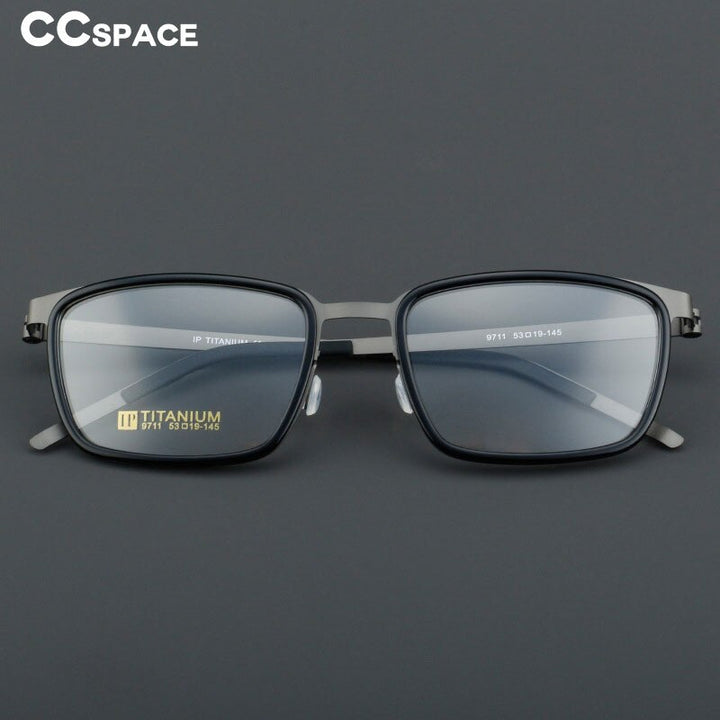 CCspace Unisex Full Rim Square Acetate Titanium Eyeglasses 55023 Full Rim CCspace