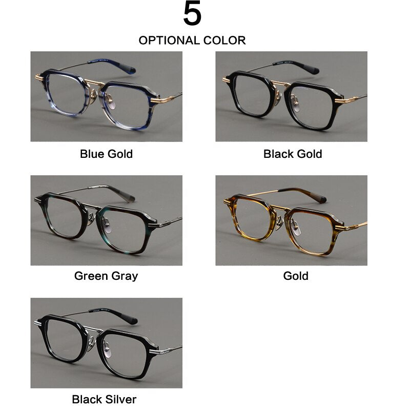Muzz Unisex Full Rim Square Acetate Titanium Eyeglasses Dl413 Full Rim Muzz